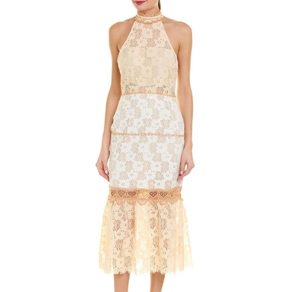 Foxiedox XS  Lace Sleeveless High Neck Midi Dress New With Tags